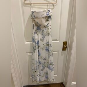 AFTER SIX: Floral white blue bridesmaids dresses